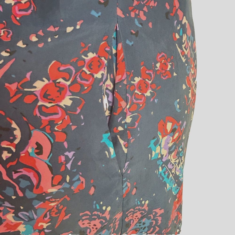 Juicy Couture Silk Blue Pink Abstract Front Tie V Neck Dress Size S NWOT - Picture 11 of 12